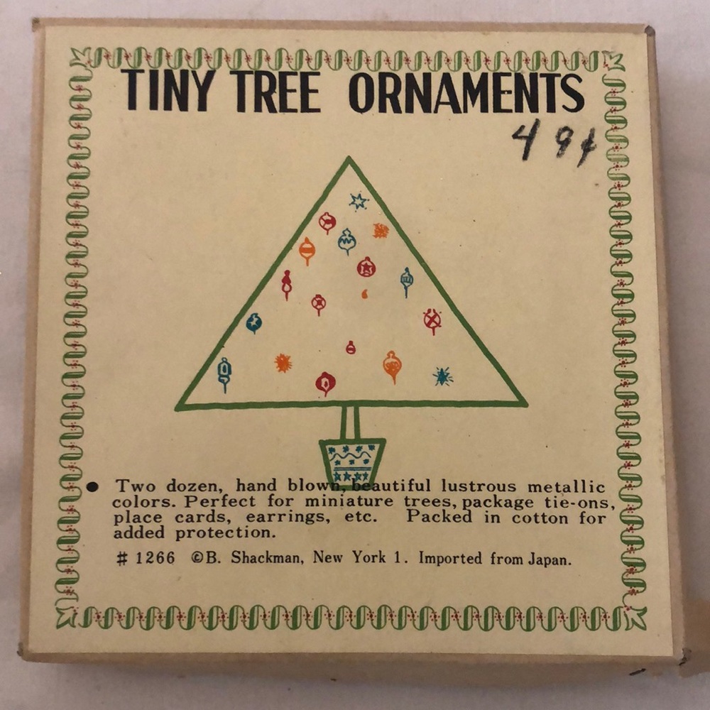Antique 50’s Glass Ornaments in original package
